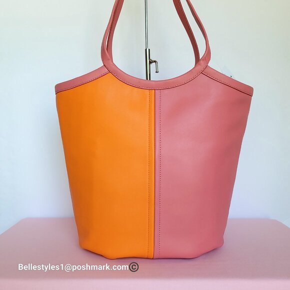 COACH Bea Colorblocked Smooth Leather Large Tote -Taffy Orange multi color ⭐ - Picture 5 of 16